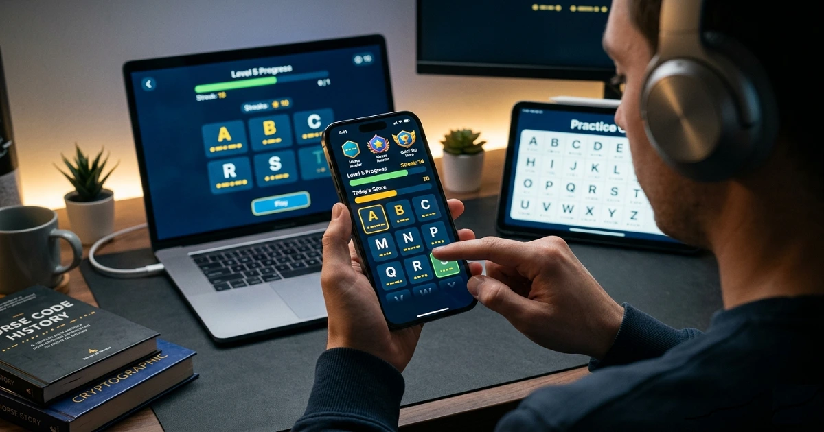 Morse code app learning gamification