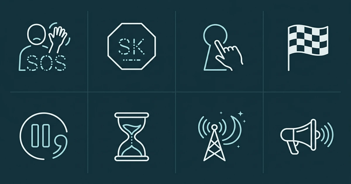 Icon set for Morse code prosigns and abbreviations