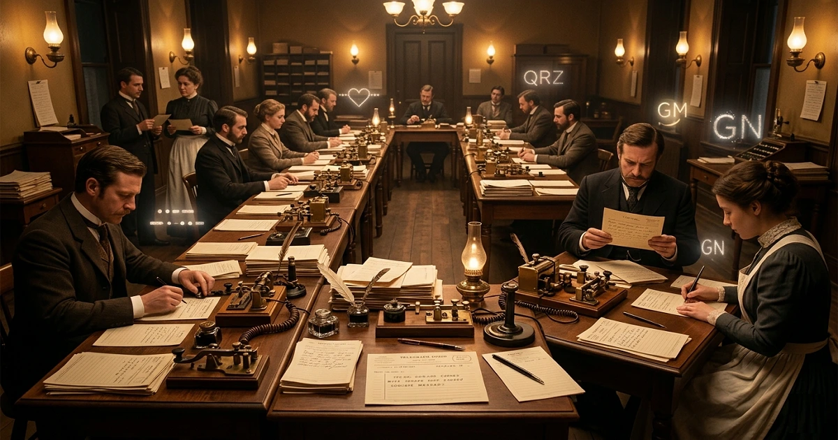 Telegraph operators sending telegrams