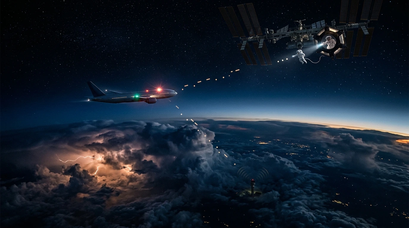 Pilot flashing Morse code lights