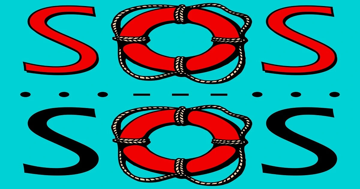 The SOS signal using Morse code
