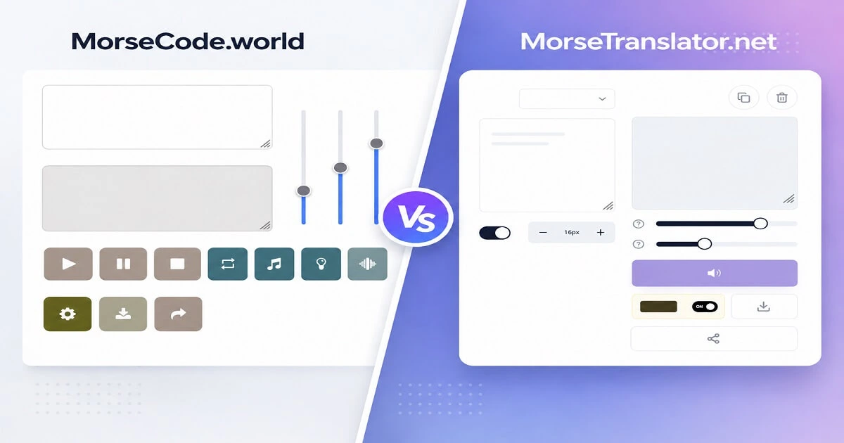 MorseTranslator.net compared with MorseCode.world